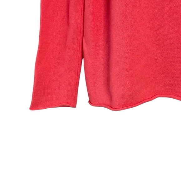 J. Crew ** Peachy Pink Fluorescent Cashmere Crewneck Raw Hem Sweater Size Large - Picture 11 of 12